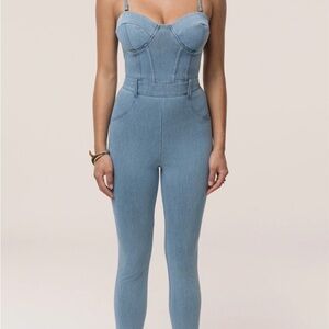 Sexy Blue Denim Corset Jumpsuit